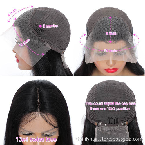 Shmily 13x4 Lace Front Wig Straight Cuticle Aligned Virgin Wigs Vendor Brazilian Hair Transparent Lace Human Hair Wig
